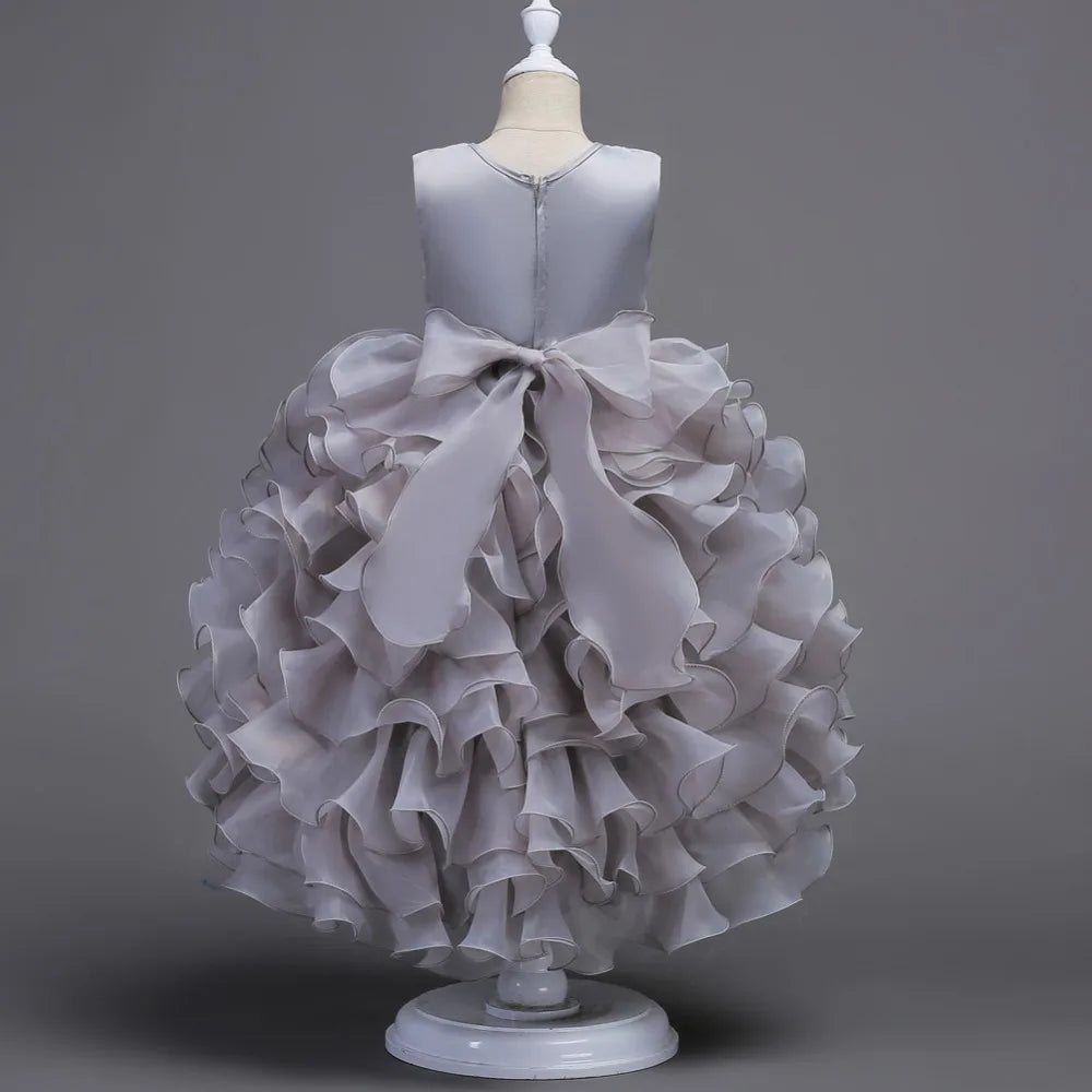 Baby Girls Princess Lace Flower Wedding Christmas Party Tutu Dress Children Kids Elegant Vestidos for 4-15Years Teenager Wear