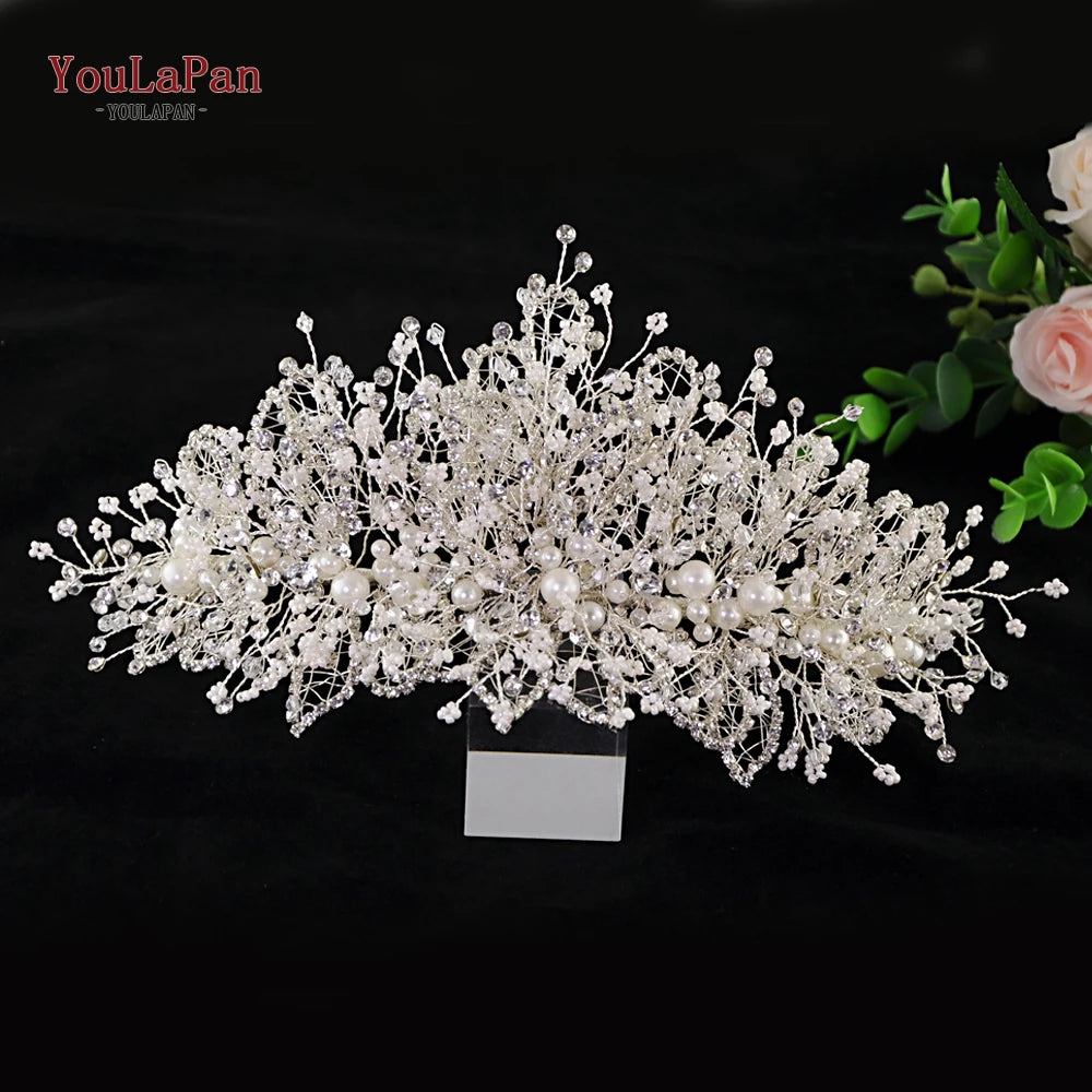 YouLaPan HP420 Wedding Accessories Bridal Headpieces Luxurious Banquet Jewelry Headdresses Bride Tiara and Crown Flower Headband