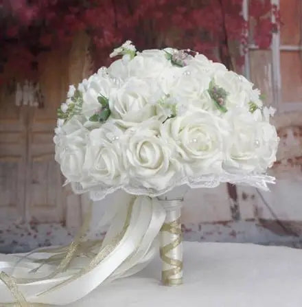 Perfectlifeoh Burgundy Wedding Bouquet Pink/Red/White/Royal Blue Bridal Bridesmaid Artificial Flower Rose Bride
