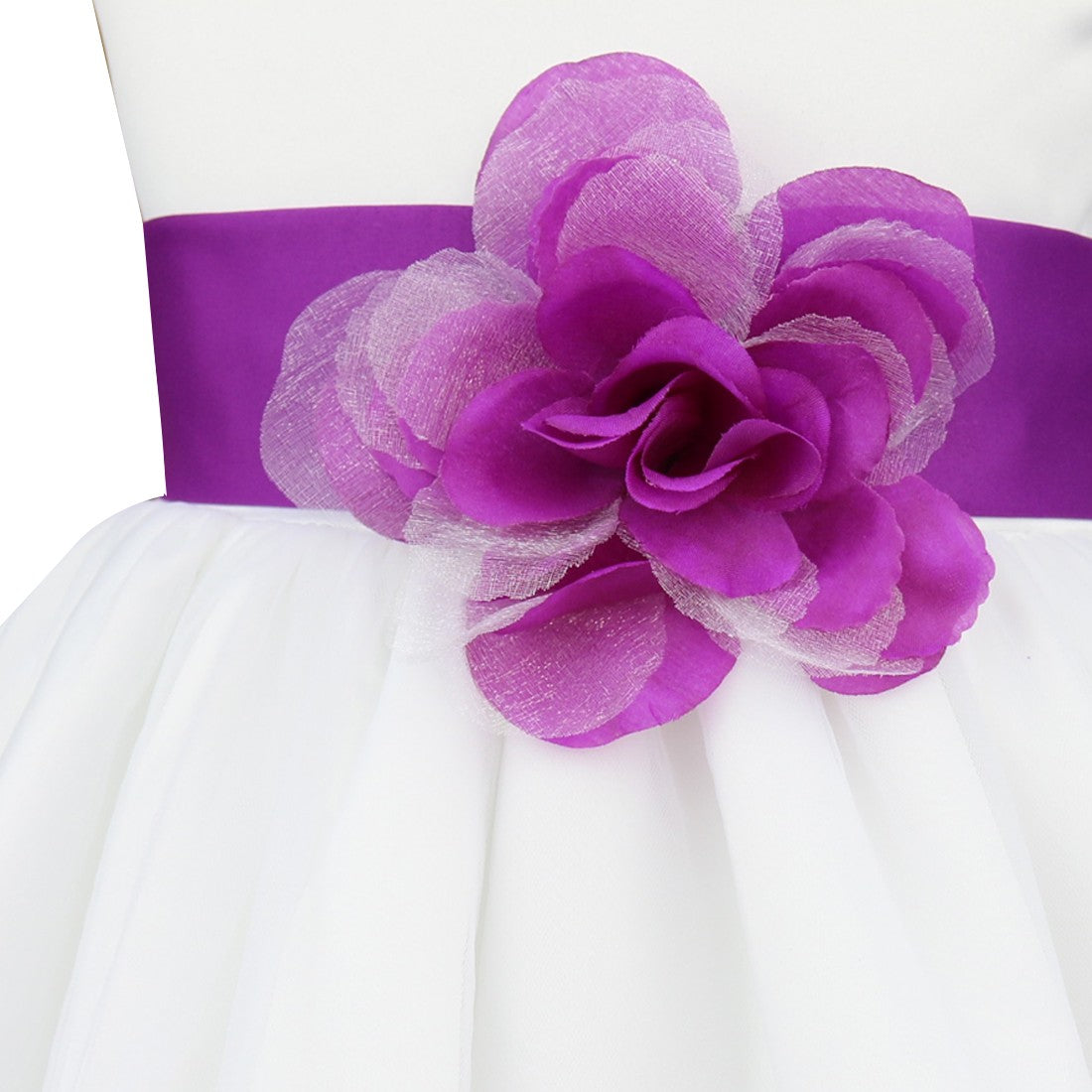 Kids Girls Wedding Pageant Dress White Bridesmaid Dresses Formal Party Princess Vestidos Cute Big Bowknot Sash Flower Girl Dress