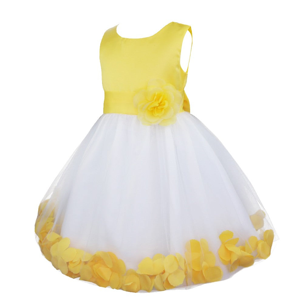 Baby Kids Girls Bowknot Flower Girl Dress Princess Birthday Party Tutu Dress Petals Wedding Pageant Bridesmaid Dresses Ball Gown
