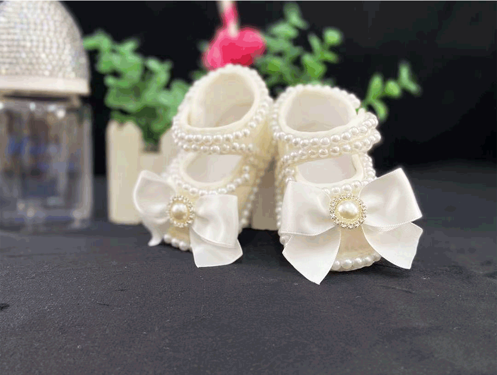 Dollbling Baby Shoes Baby Girl Shoes Wedding Party Photography First Walker Sewing Pearls