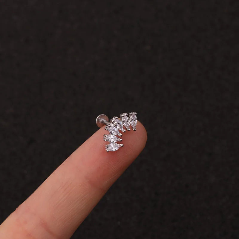 1PC16G Stainless Steel Ear Labret Lip Helix Screw Back Earring Stud Heart Cross Moon Tragus Rook Conch Lip Piercing Jewelry