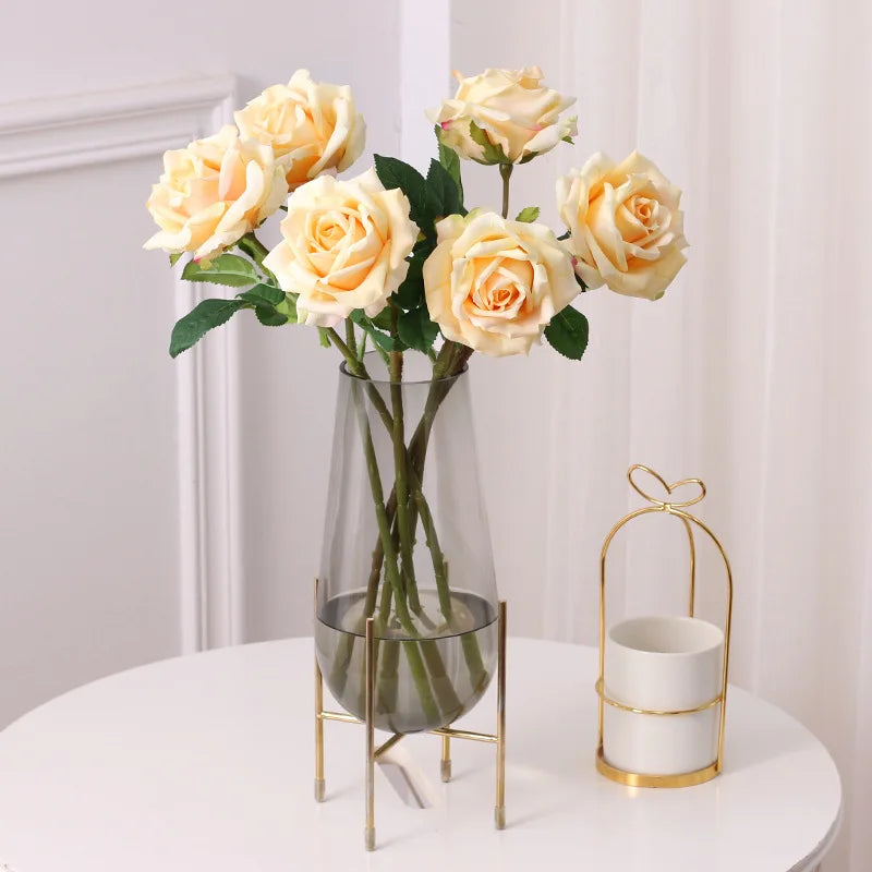 High-quality Simulation True Touch Curling Roses Artificial Flower Bridal Bouquet Wedding Home Decoration Valentine's Day Gift