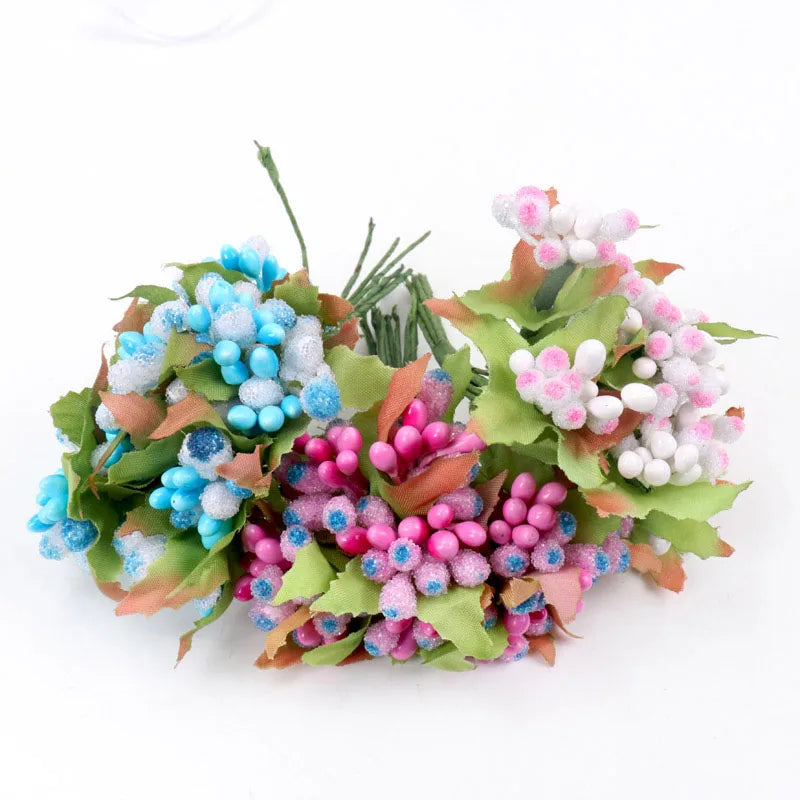 12pcs pearl Berry Artificial Stamen Flower For Wedding Home Decoration Pistil DIY wreath Scrapbooking Craft Fake Flowers