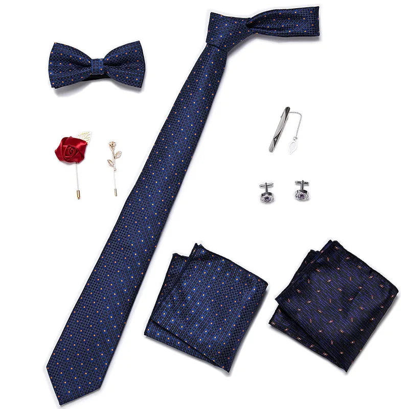 Men's Tie Set Luxury Gift Box Silk Tie Necktie Set 8pcs Inside Packing Festive Present Cravat Pocket Squares Holiday Gift Men