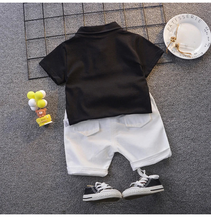 IENENS Summer Solid Color Clothes Sets Short Sleeves Tops + Shorts Baby Toddler Clothing Suits 1 2 3 4 Years Kids Outfits