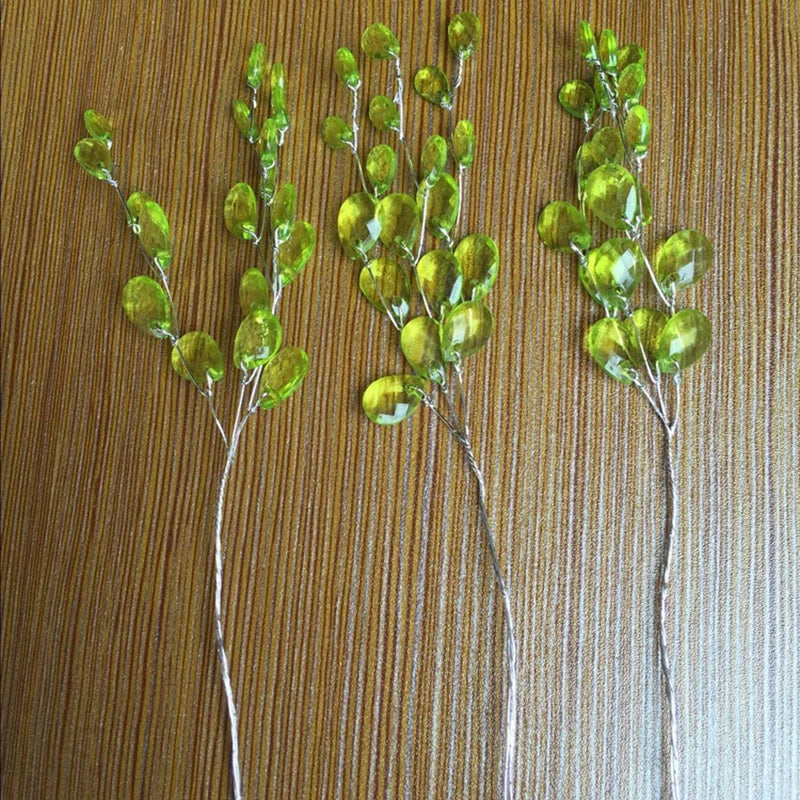 20Pcs Acrylic Flower Branch Artificial Flower Bouquet Crystal Flowers Colorful String Wedding Party Home Craft Decoration Crafts