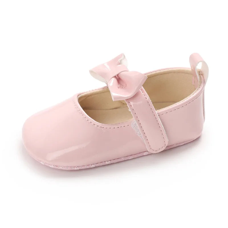 Newborn Baby Shoes Baby Girls Shoes PU Anti-slip Bowknot Classic Princess Dress Shoes First Walker Toddler Crib Shoe Moccasins