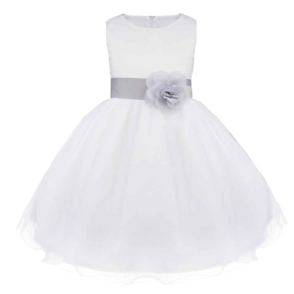 Kids Girls Wedding Pageant Dress White Bridesmaid Dresses Formal Party Princess Vestidos Cute Big Bowknot Sash Flower Girl Dress