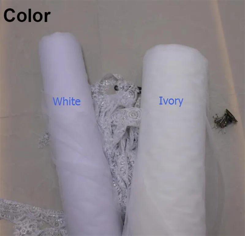 Short Lace Wedding Veil with Comb Bling Sequins Lace One Layer Bridal Veil White Ivory Veil for Bride Welon