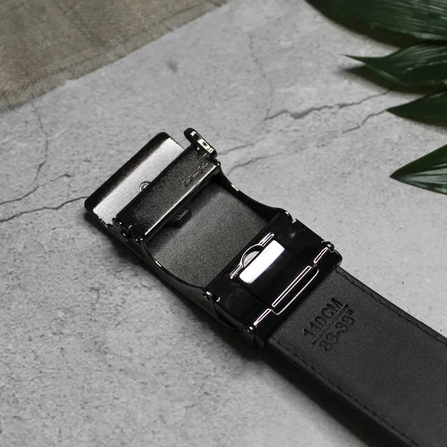Men’s Genuine Leather Ratchet Dress Belt with Automatic Sliding Buckle Plus Size
