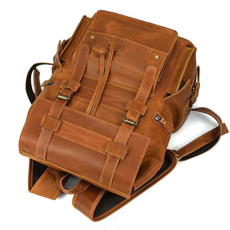 2025 New Arrivals Leather Backpack For Men Male Genuine Leather Laptop Travel Backpack 17 Inch Daypack Shoold Bag Men Male Large