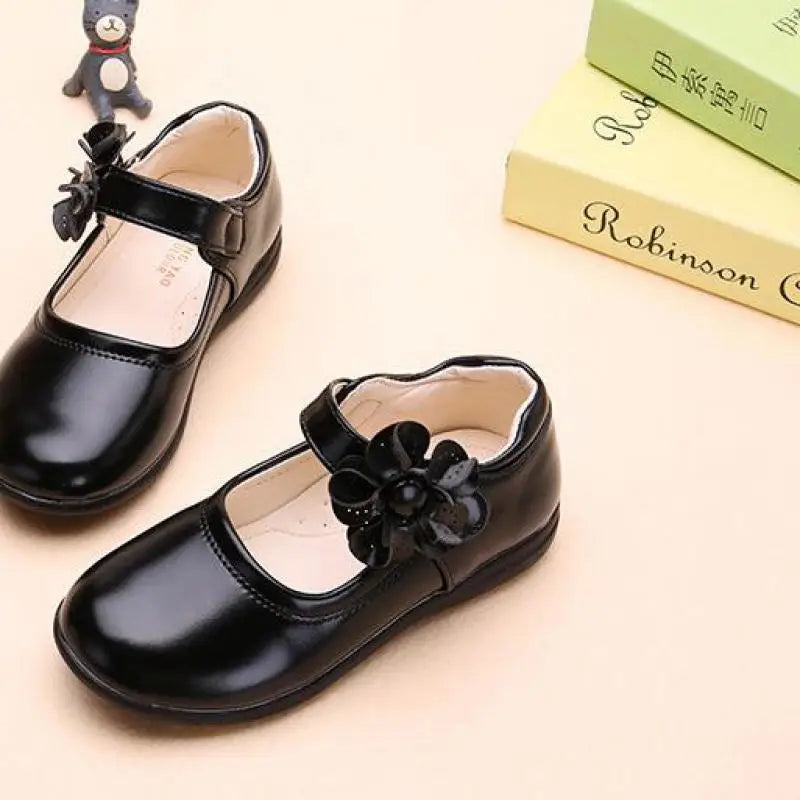 Girls Leather Shoes for Children Wedding Dress Princess School Shoes Kids Summer Bow-knot Black Student Sandals Korean Fashion