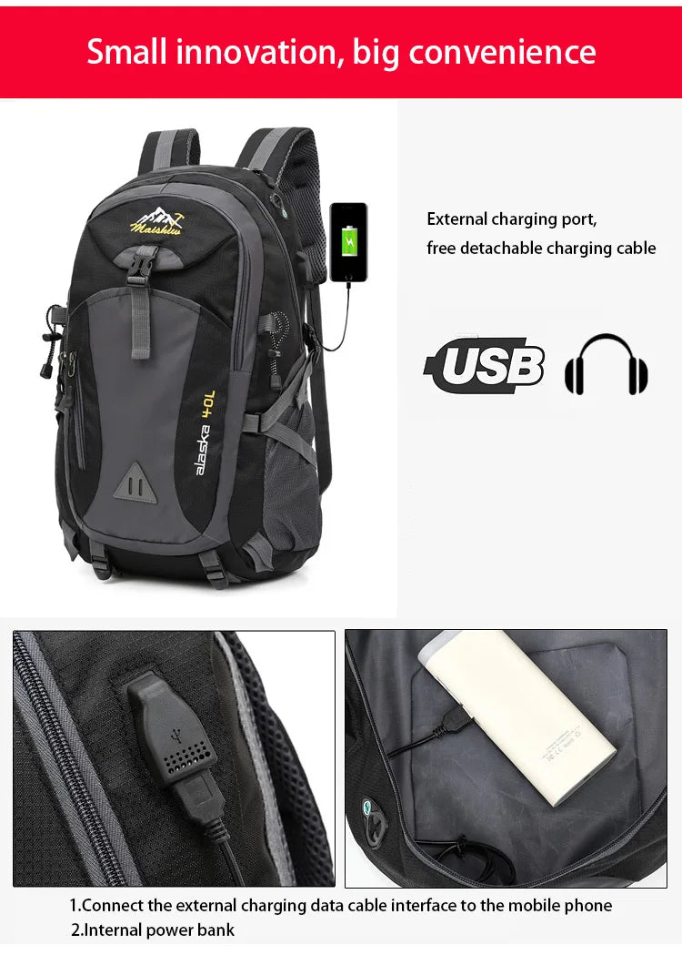 Anti-theft Mountaineering Waterproof Backpack Men Riding Sport Bags Outdoor Camping Travel Backpacks Climbing Hiking Bag For Men