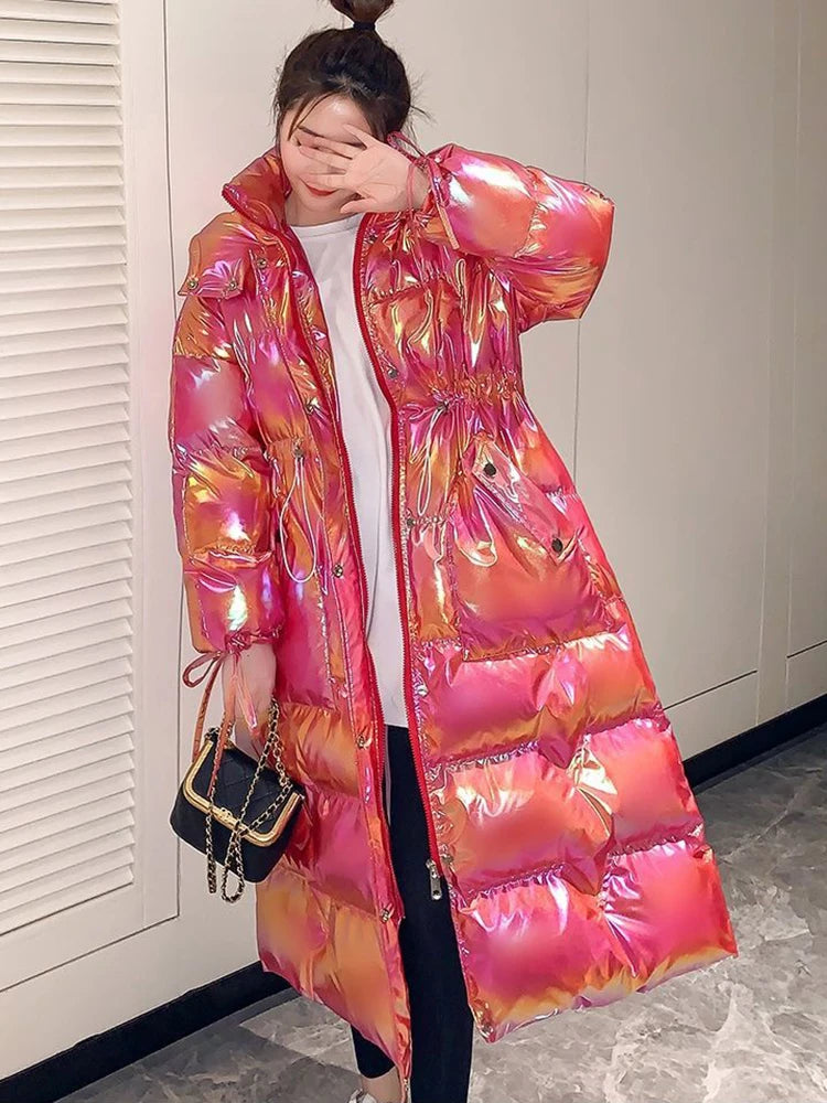 2025 Female Winter Waterproof Long Parkas Cotton Padded Jacket Women Hooded Thick Warm Snow Coat Fashion Oversized Outerwear