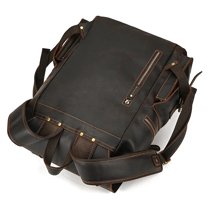 2025 New Arrivals Leather Backpack For Men Male Genuine Leather Laptop Travel Backpack 17 Inch Daypack Shoold Bag Men Male Large