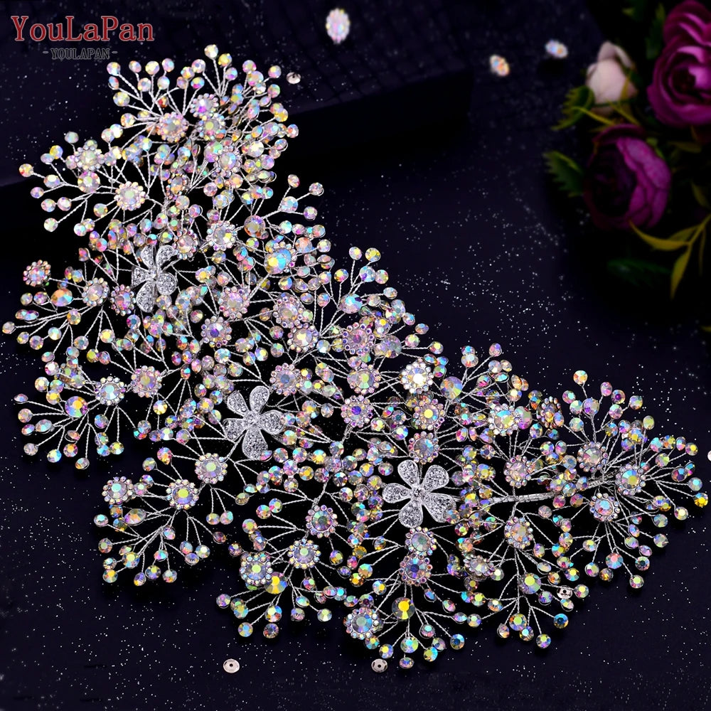 YouLaPan HP420 Wedding Accessories Bridal Headpieces Luxurious Banquet Jewelry Headdresses Bride Tiara and Crown Flower Headband