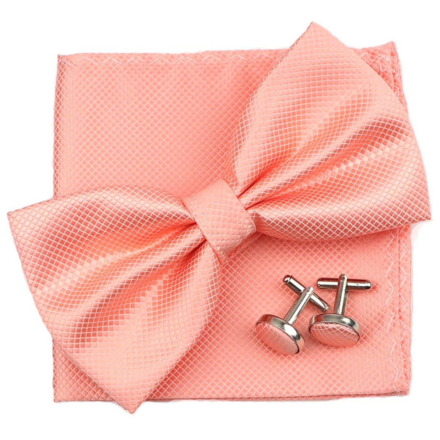 3PC Mens Bowtie Set Fashion Dot Solid Polyester Bow Tie Handkerchief Cufflinks Bar Party Wedding Business Daily Wear Accessories