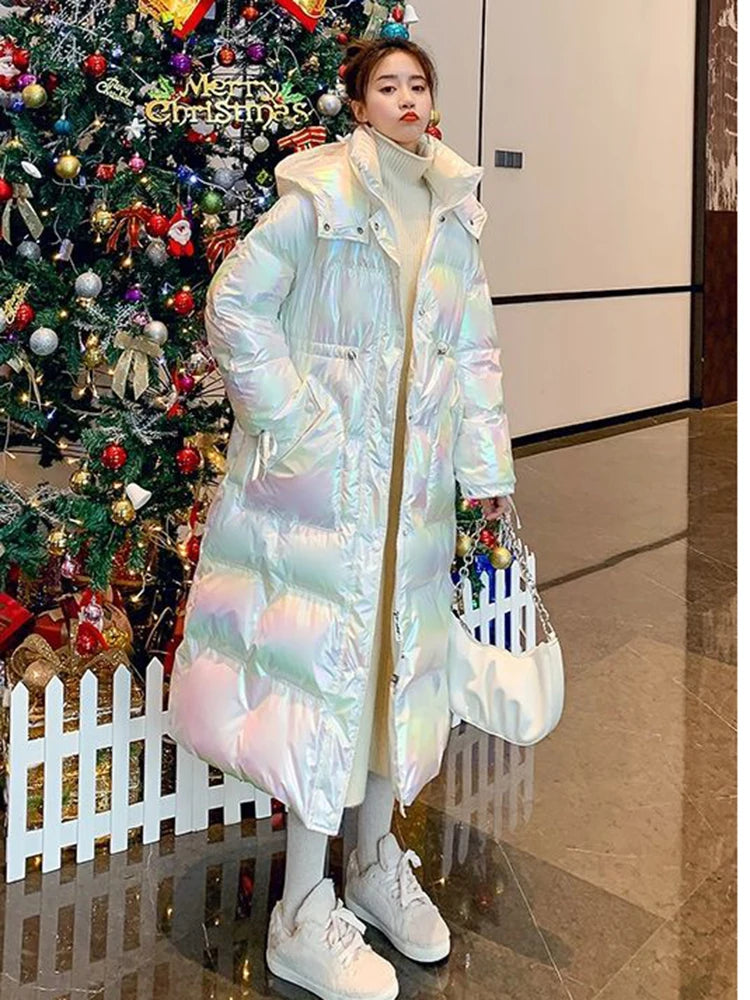 2025 Female Winter Waterproof Long Parkas Cotton Padded Jacket Women Hooded Thick Warm Snow Coat Fashion Oversized Outerwear