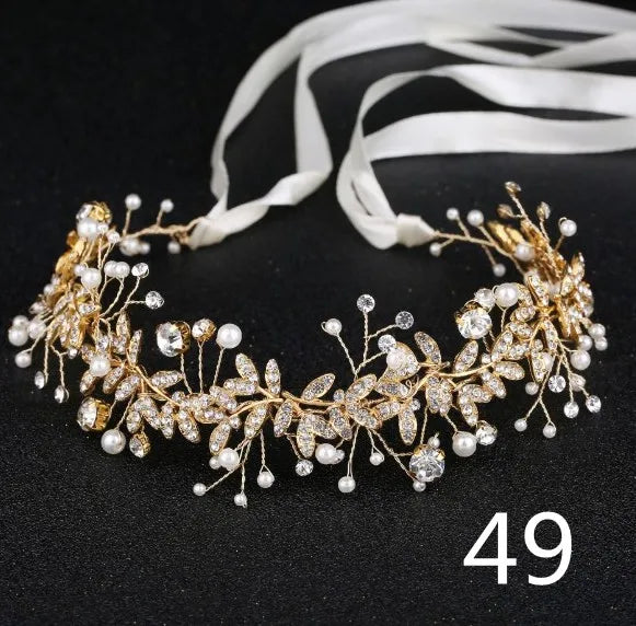 Bridal Bridesmaid Flower Girls Diamante Crystal Pearl Headband Rhinestone Wedding Prom Tiara Women Hair Accessories