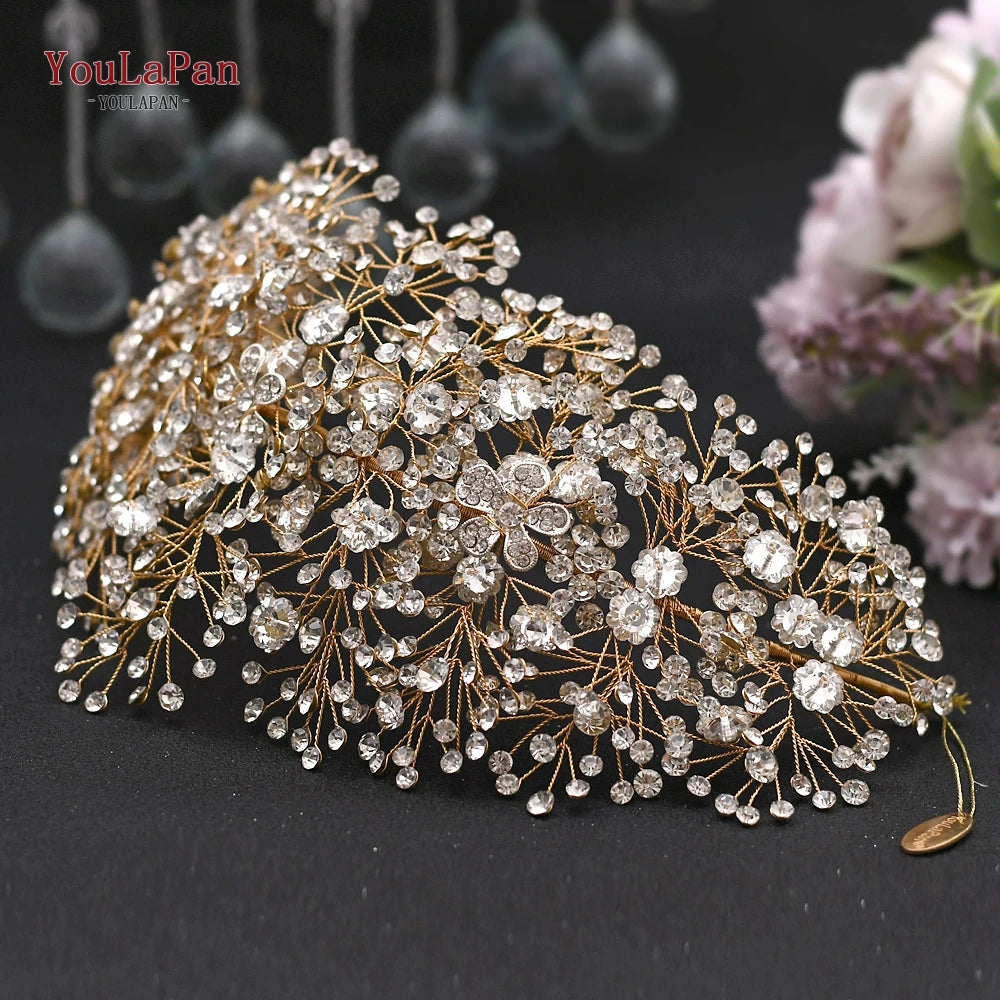 YouLaPan HP420 Wedding Accessories Bridal Headpieces Luxurious Banquet Jewelry Headdresses Bride Tiara and Crown Flower Headband