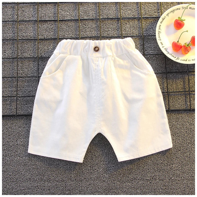 IENENS Summer Solid Color Clothes Sets Short Sleeves Tops + Shorts Baby Toddler Clothing Suits 1 2 3 4 Years Kids Outfits