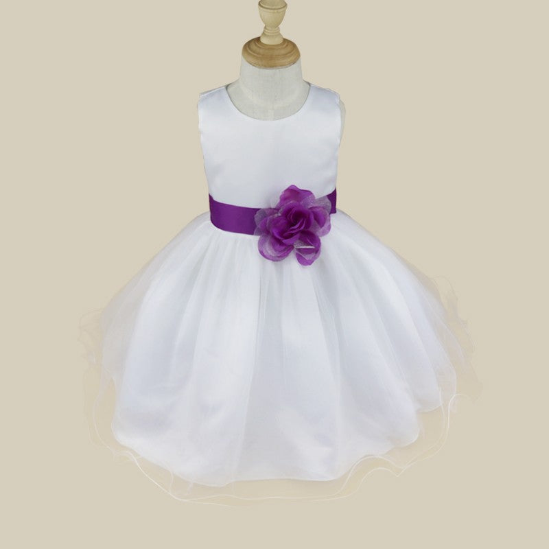 Kids Girls Wedding Pageant Dress White Bridesmaid Dresses Formal Party Princess Vestidos Cute Big Bowknot Sash Flower Girl Dress
