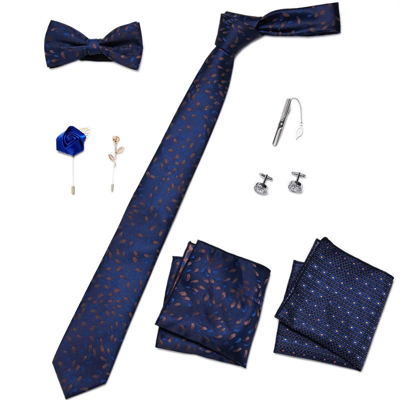 Men's Tie Set Luxury Gift Box Silk Tie Necktie Set 8pcs Inside Packing Festive Present Cravat Pocket Squares Holiday Gift Men