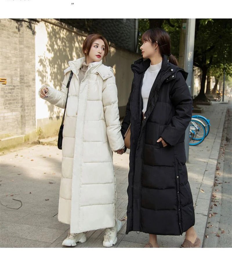 Winter Women Jackets Extra long Parkas Hooded Cotton Padded Female Coat High Quality Warm Outwear Womens Parka Winter Coats