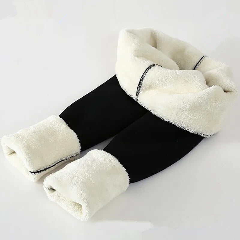Winter Women Leggings Solid Warm Leggings Thicken Lambwool Hight Waist Fleece Keep Butt Lift High Stretchy Walking Pants Pocket