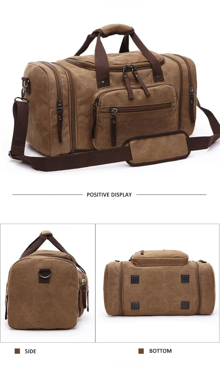 Travel Handbag for Men Hand Luggage Bags Canvas Travel Duffle Bag Weekend Shoulder Bagpack Multifunctional Lightweight Handbags