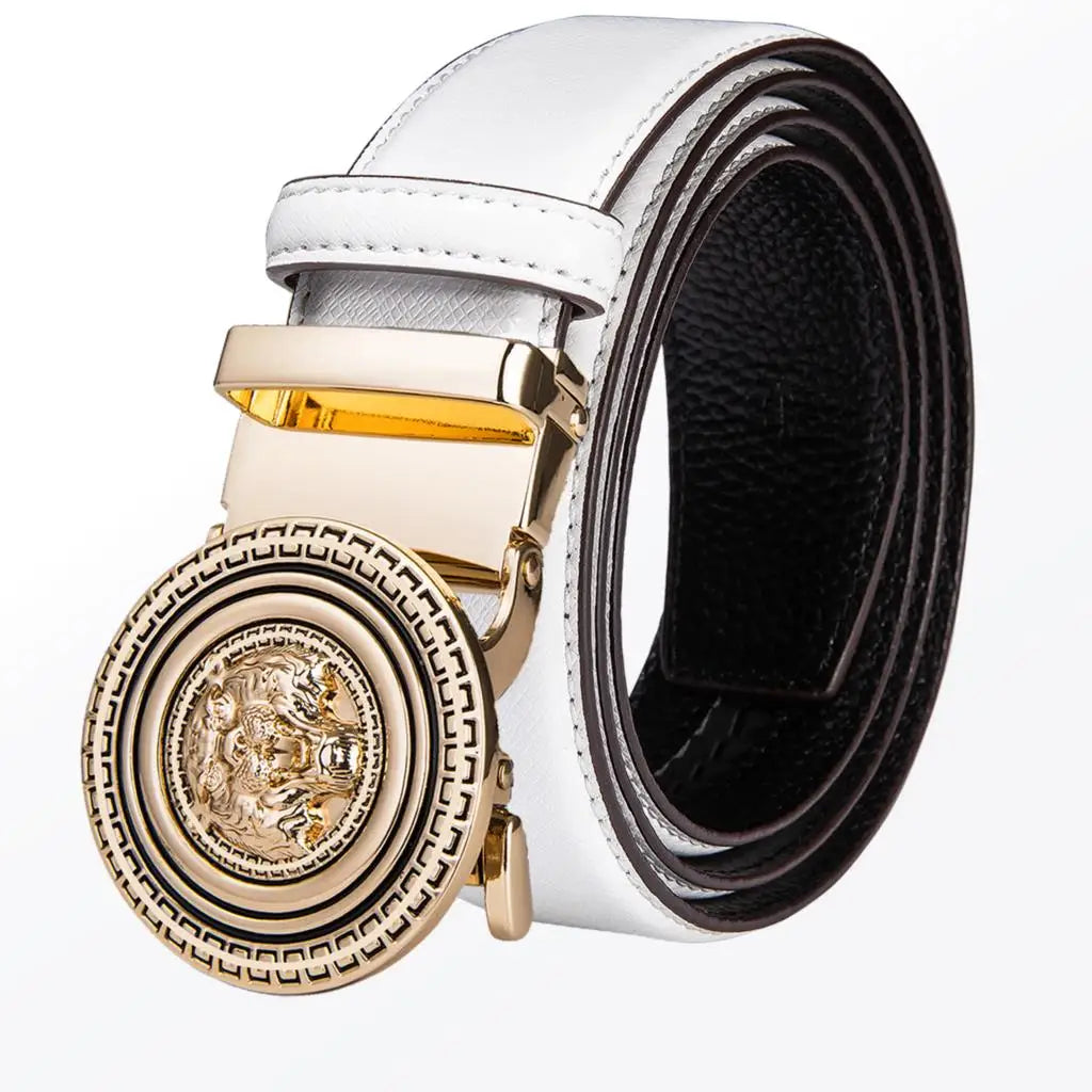 High Quality Mens Belts Black Brown Blue White Green Leather Straps Casual Gold Automatic Buckles Waistband Belt for Men Wedding