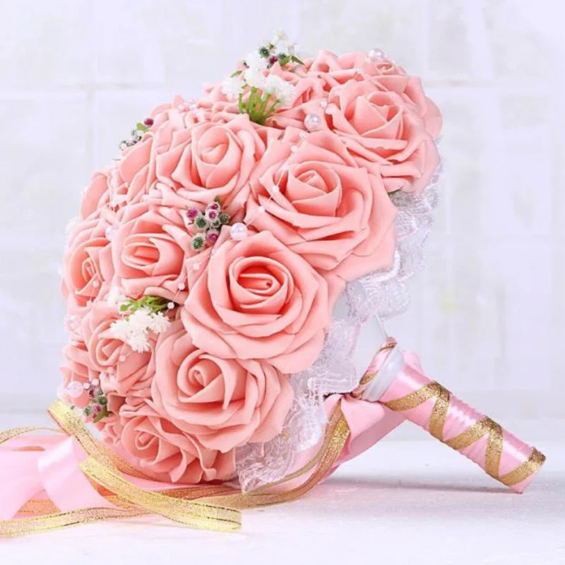 2023 Wedding Bouquets Handmade Bridal Flower Wedding Party Gifts Wedding Accessories Flowers Pears beaded with Ribbon