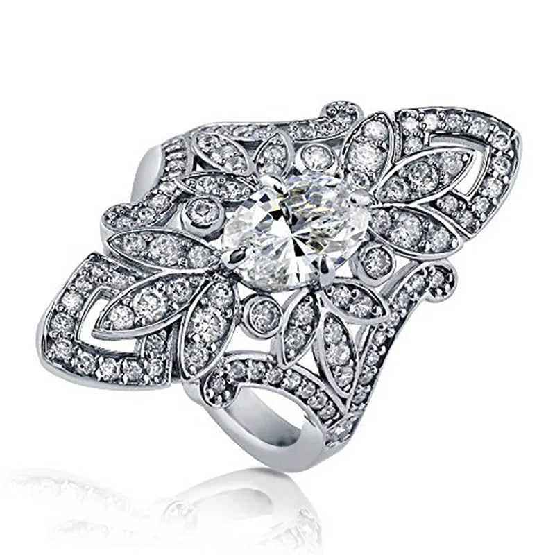 Jellystory Luxury Rings 925 Silver Jewellery for Women with Geometric Shaped Zircon Gemstones Ring Wedding Party Gifts size 6-10