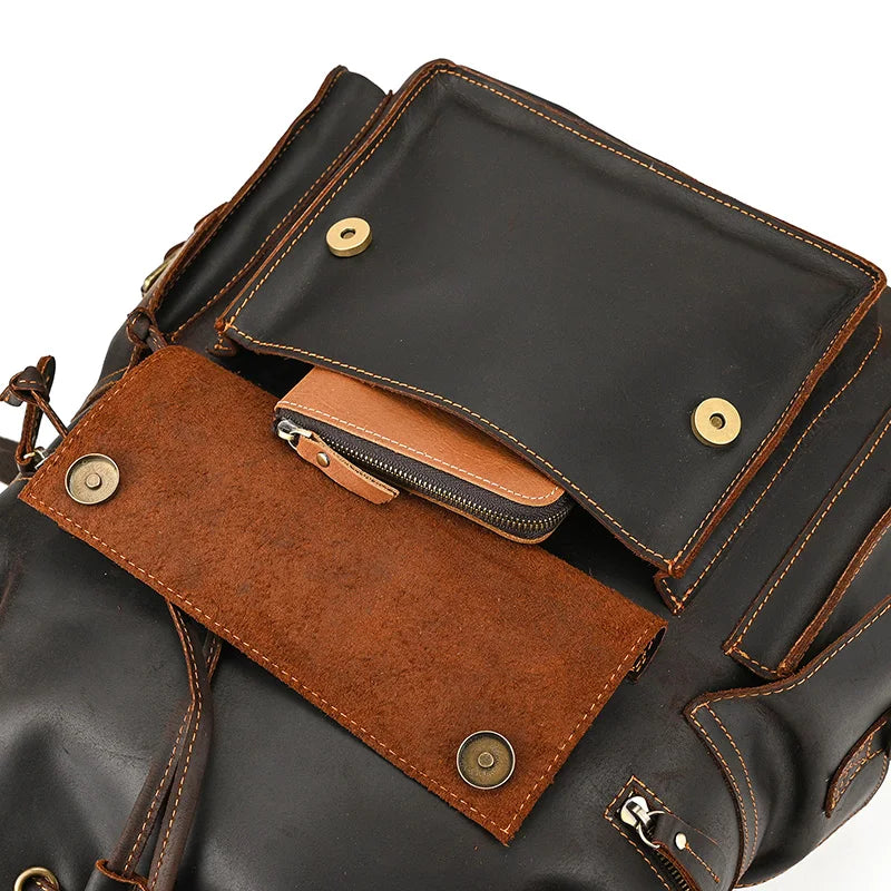 2025 New Arrivals Leather Backpack For Men Male Genuine Leather Laptop Travel Backpack 17 Inch Daypack Shoold Bag Men Male Large