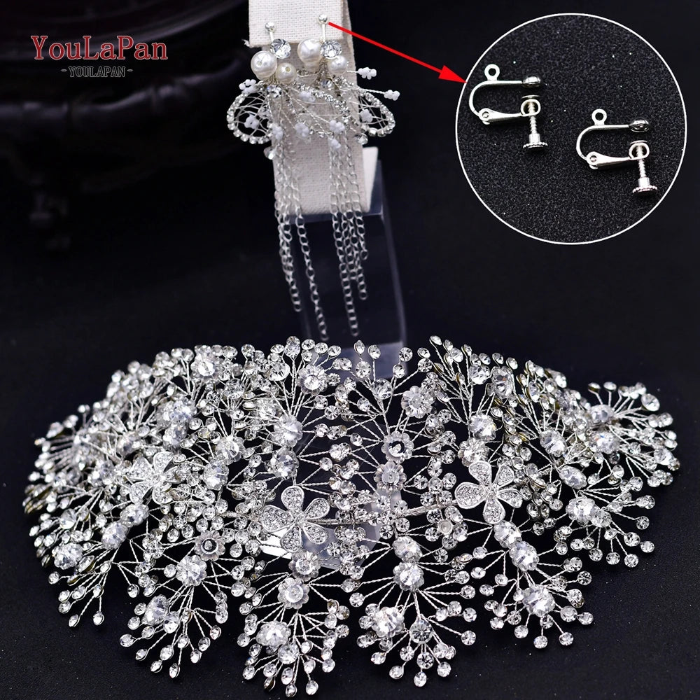 YouLaPan Golden Wedding Crystal Headband Hair Accessories Woman Wedding Hair Jewelry Rhinestone Bridal Tiara and Headdress HP240