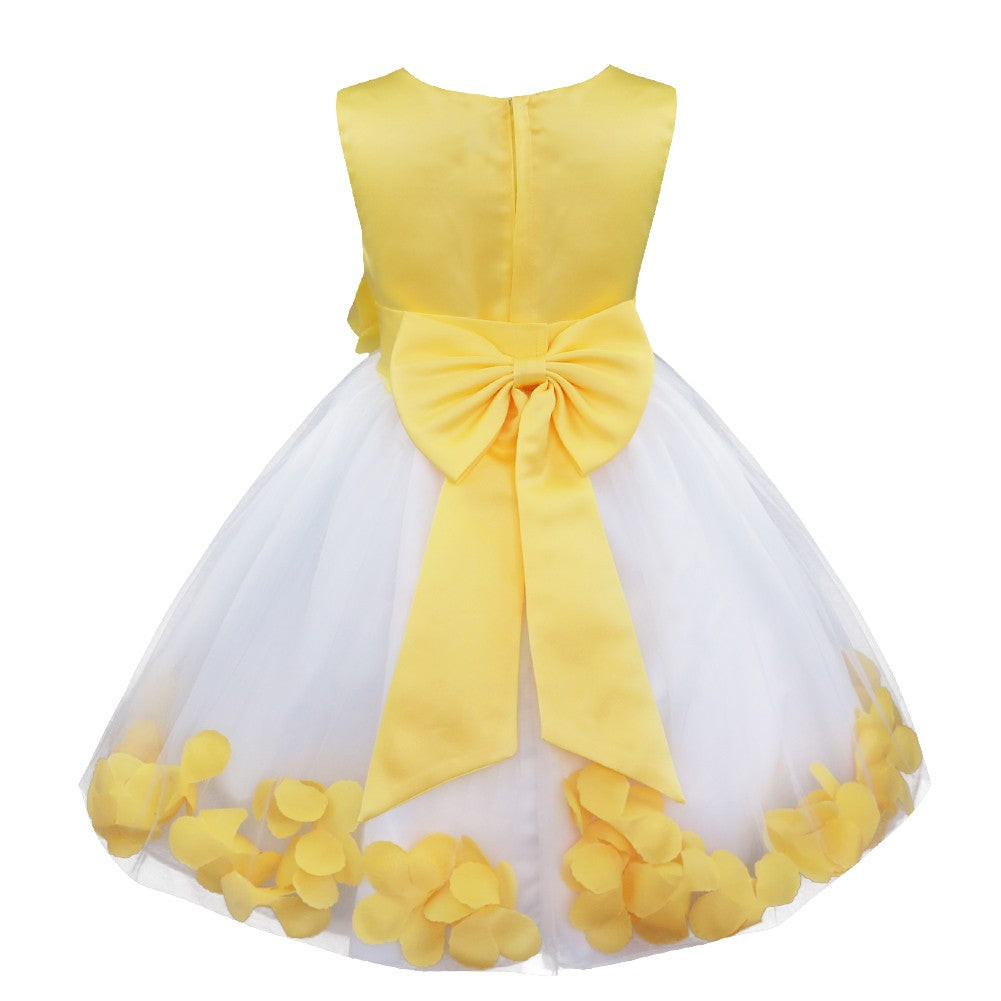 Baby Kids Girls Bowknot Flower Girl Dress Princess Birthday Party Tutu Dress Petals Wedding Pageant Bridesmaid Dresses Ball Gown