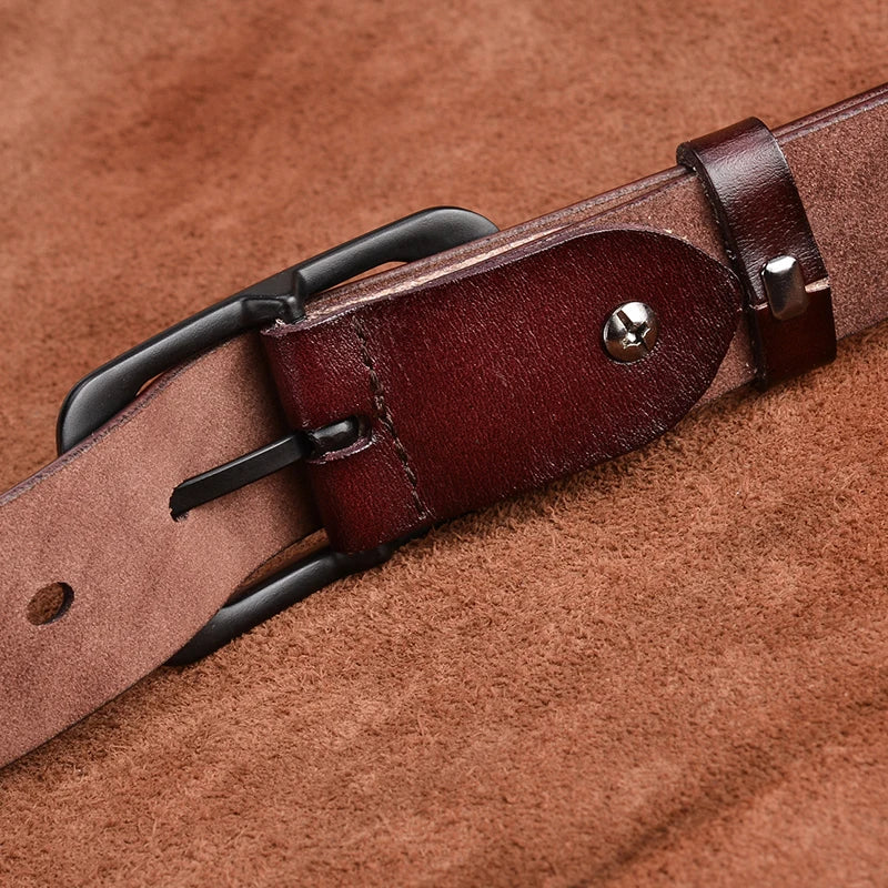 VATLTY Stylish Leather Belt for Women Matte Alloy Buckle Natural Cowhide 2.8cm Ladies Belt Jeans Brown Trousers Belt Female