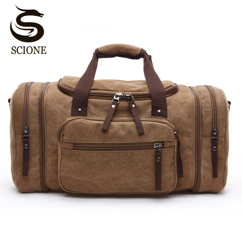 Travel Handbag for Men Hand Luggage Bags Canvas Travel Duffle Bag Weekend Shoulder Bagpack Multifunctional Lightweight Handbags