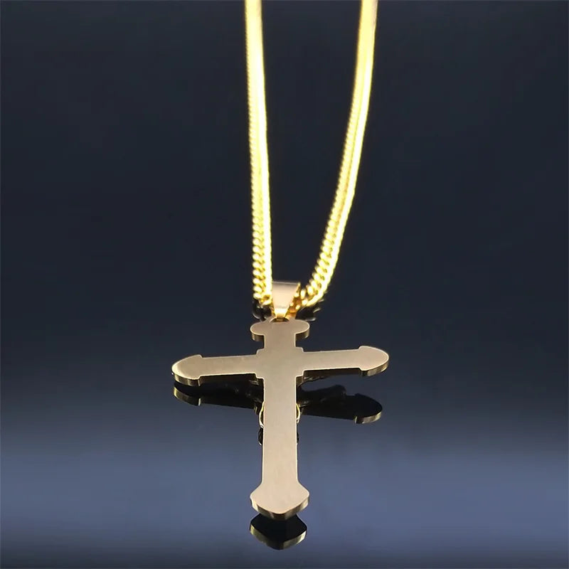 Christian Bible Stainless Steel Jesus Cross Long Necklace Men/Women Necklace Pendant Religious Jewelry acero inoxidable N6193S05