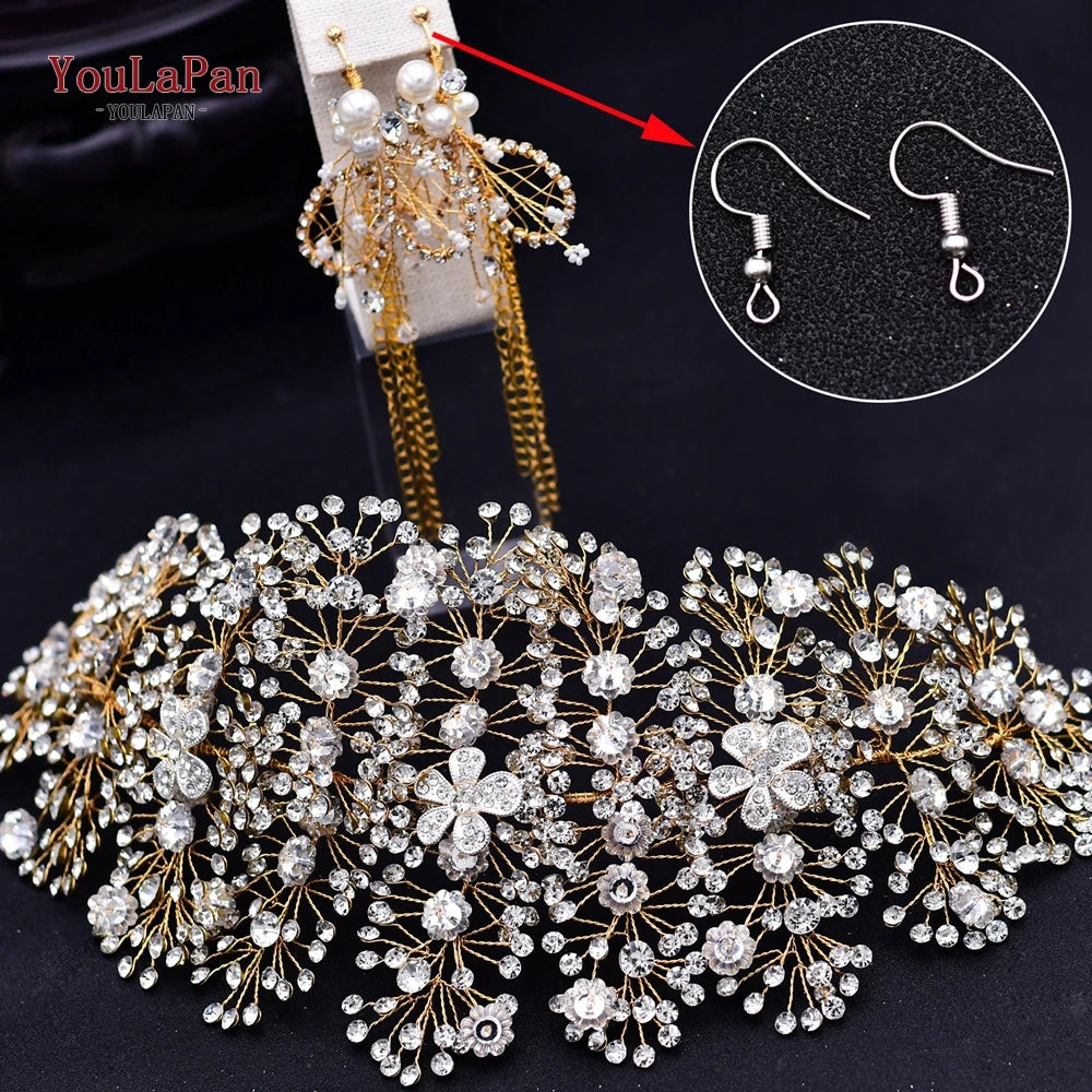 YouLaPan Golden Wedding Crystal Headband Hair Accessories Woman Wedding Hair Jewelry Rhinestone Bridal Tiara and Headdress HP240