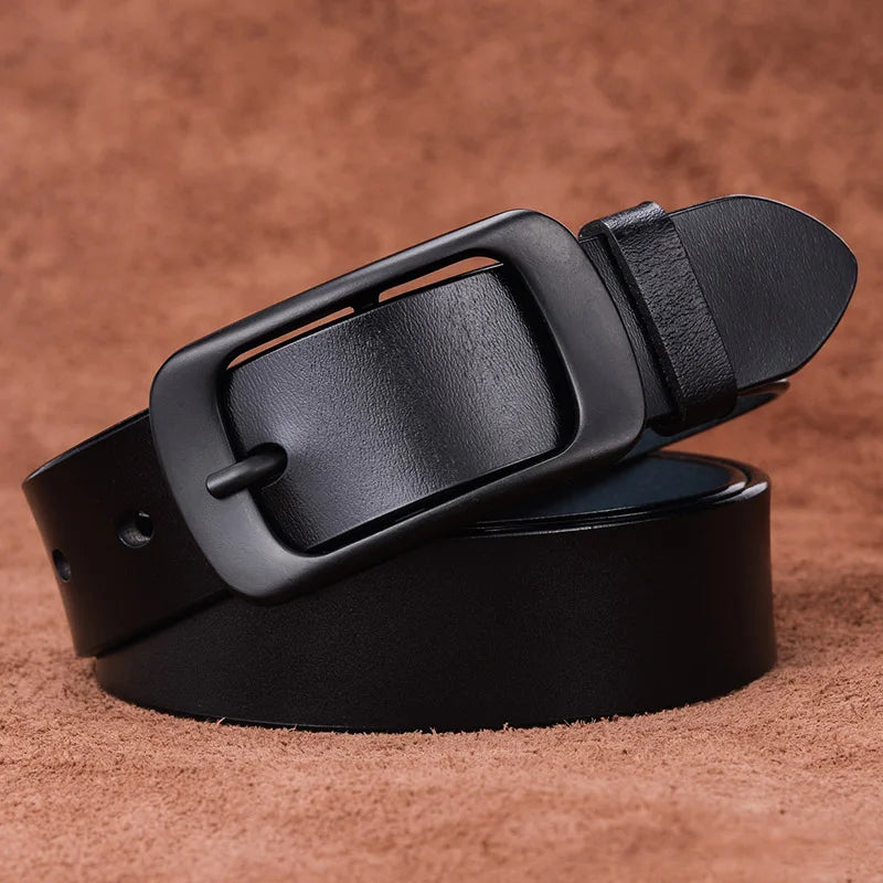 VATLTY Stylish Leather Belt for Women Matte Alloy Buckle Natural Cowhide 2.8cm Ladies Belt Jeans Brown Trousers Belt Female