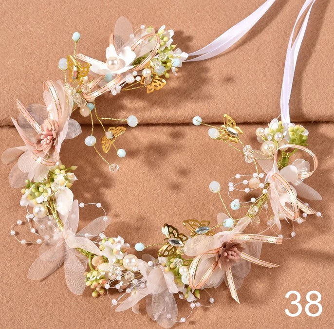 Bridal Bridesmaid Flower Girls Diamante Crystal Pearl Headband Rhinestone Wedding Prom Tiara Women Hair Accessories