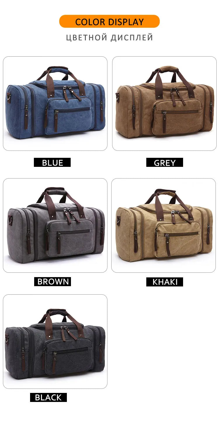 Travel Handbag for Men Hand Luggage Bags Canvas Travel Duffle Bag Weekend Shoulder Bagpack Multifunctional Lightweight Handbags