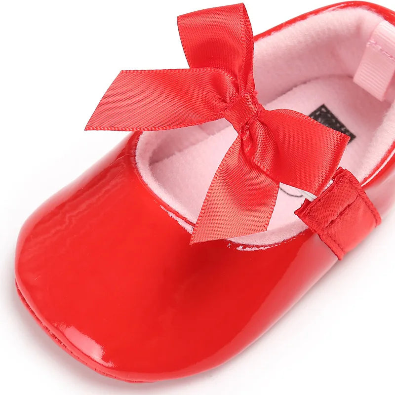 Newborn Baby Shoes Baby Girls Shoes PU Anti-slip Bowknot Classic Princess Dress Shoes First Walker Toddler Crib Shoe Moccasins