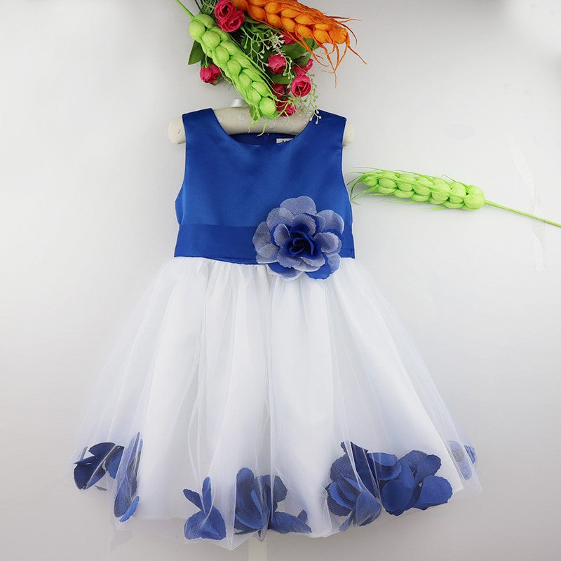 Baby Kids Girls Bowknot Flower Girl Dress Princess Birthday Party Tutu Dress Petals Wedding Pageant Bridesmaid Dresses Ball Gown