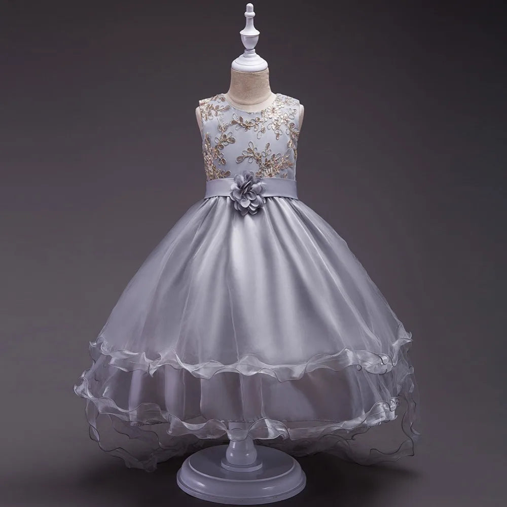 Baby Girls Princess Lace Flower Wedding Christmas Party Tutu Dress Children Kids Elegant Vestidos for 4-15Years Teenager Wear