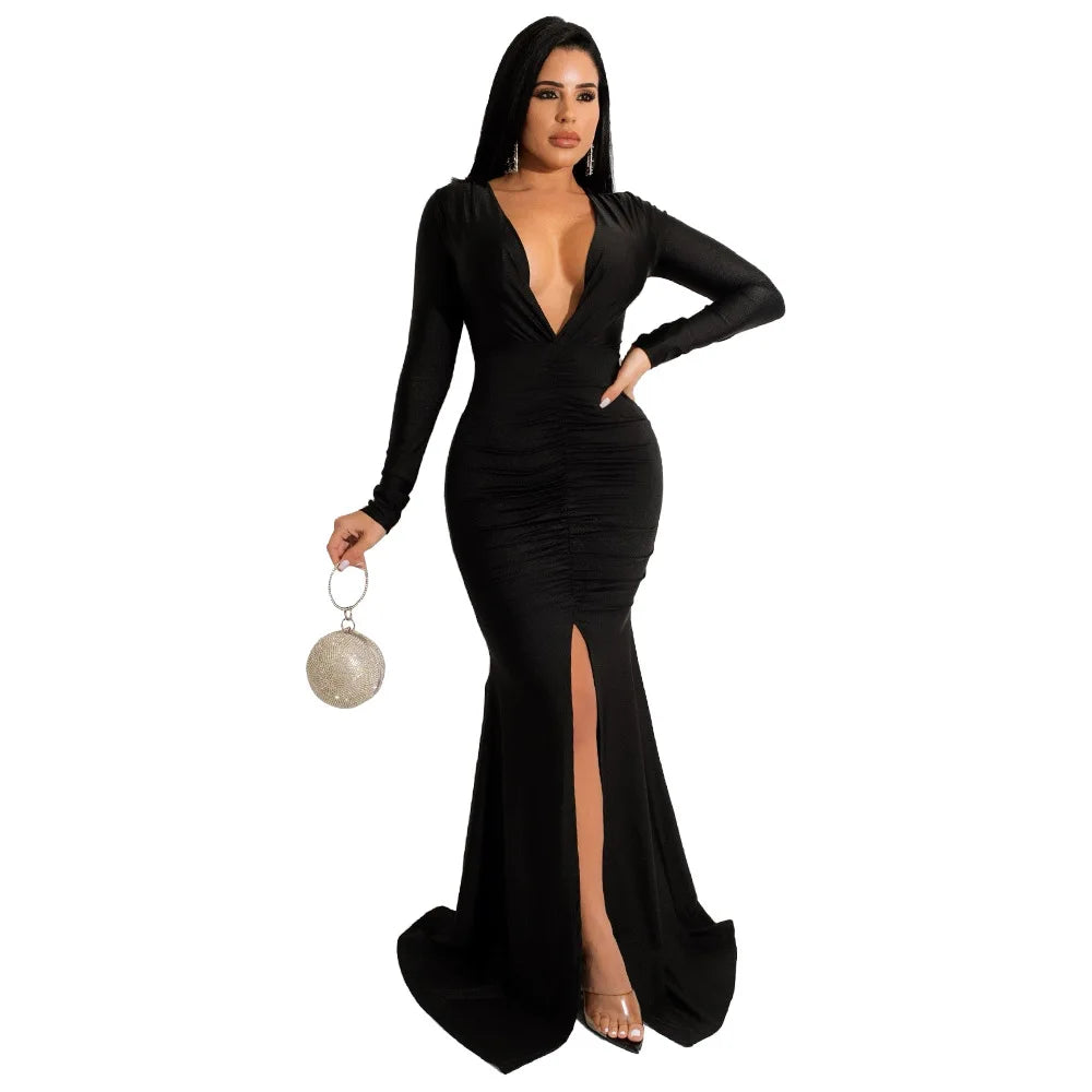 dresses for women 2021 evening party dress long bodycon dress sexy party dresses winter clothes for women long sleeve v-neck