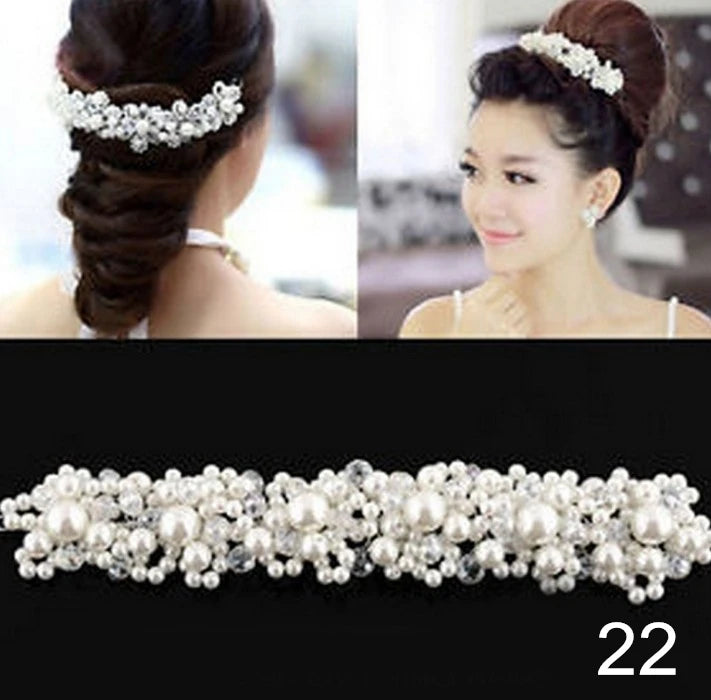 Bridal Bridesmaid Flower Girls Diamante Crystal Pearl Headband Rhinestone Wedding Prom Tiara Women Hair Accessories